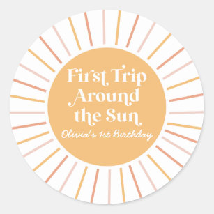 Boho First Trip Around the Sun 1st birthday Classic Round Sticker