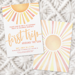 Boho First Trip Around The Sun 1st Birthday Invitation