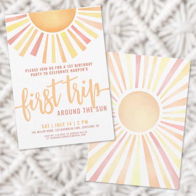 Boho First Trip Around The Sun 1st Birthday Invitation (Boho First Trip Around The Sun 1st Birthday Invitation)