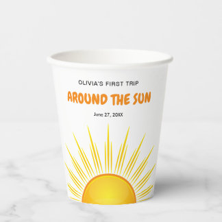 Boho First Trip Around the Sun 1st Birthday Paper Cups