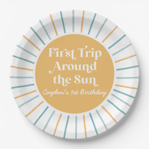 Boho First Trip Around the Sun 1st birthday Paper Plate