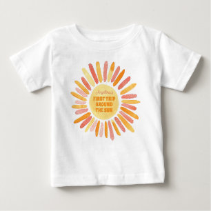 Boho First Trip Around the Sun 1st Birthday Party Baby T-Shirt