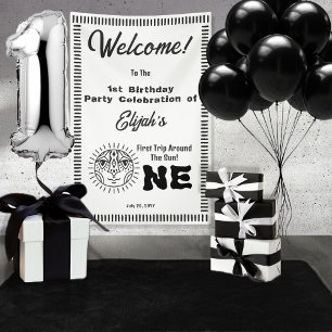 Boho First Trip Around the Sun 1st Birthday Party Banner