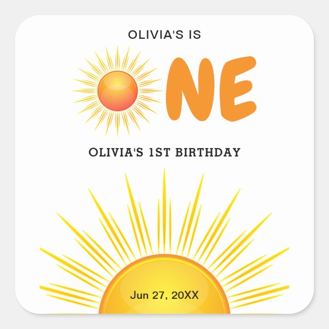 Boho First Trip Around the Sun 1st Birthday  Square Sticker (Front)