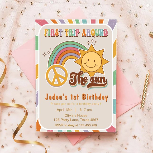 Boho first trip around the sun birthday Invitation (Creator Uploaded)