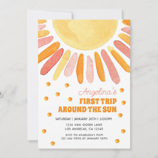 Boho First Trip Around the Sun Birthday Sepia Invitation