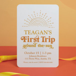 Boho First Trip Around The Sun First Birthday Invitation