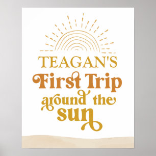 Boho First Trip Around The Sun First Birthday Sign