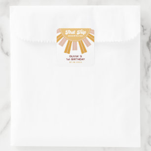 Boho First Trip Around the Sun First Birthday Square Sticker