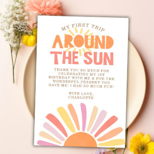 Boho First Trip Around The Sun Thank You Card