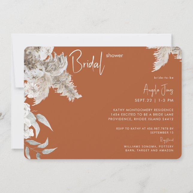 Boho Flair Terracotta Bridal Shower Invitation (Front)