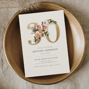 Boho Floral 30th Birthday Invitation
