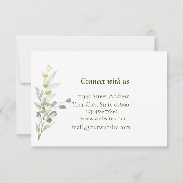 Boho Floral 3.5" x 5" Flat Thank You Card (Back)