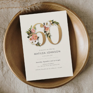 Boho Floral 60th Birthday Invitation