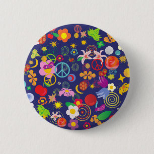 Boho floral 6 cm round badge