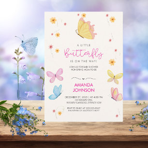 Boho Floral A Little Butterfly Baby Shower  Invitation
