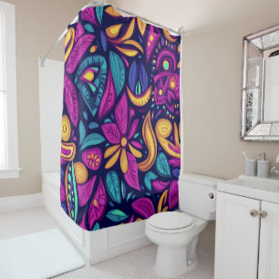 Boho Floral Abstract colourful 1 Shower Curtain