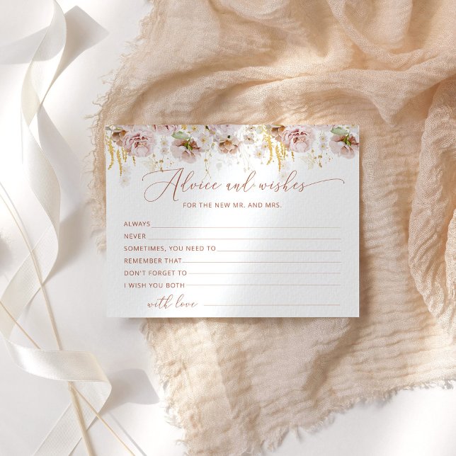 Boho floral advice and wishes bridal shower card (Creator Uploaded)