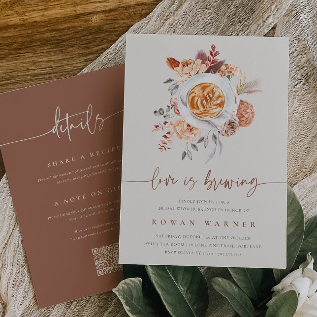 Boho Floral All in One Coffee Bridal Shower Invitation (Creator Uploaded)