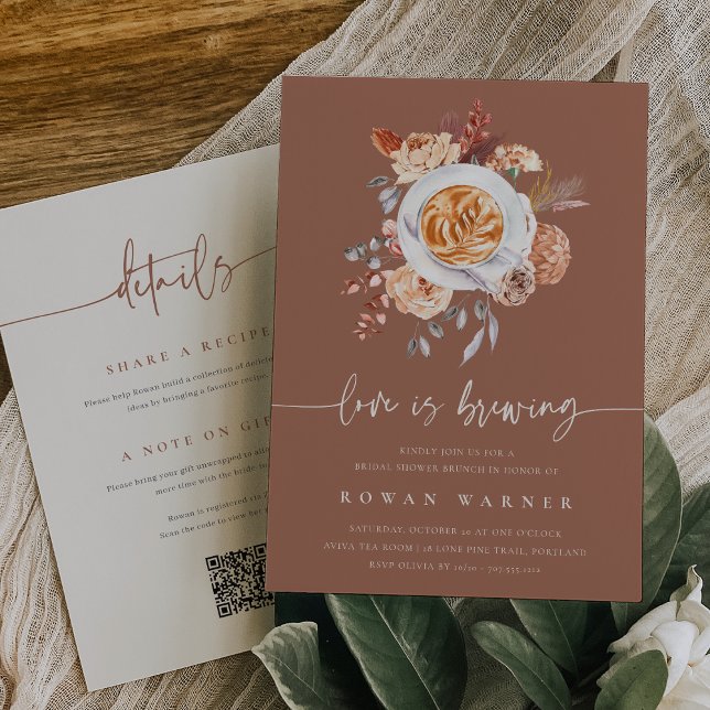 Boho Floral All in One Coffee Bridal Shower Invitation (Creator Uploaded)