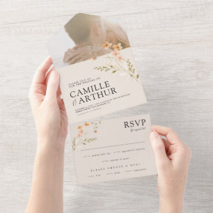 Boho Floral All In One RSVP Wedding Invitation