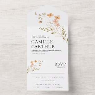 Boho Floral All In One RSVP Wedding Invitation