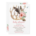 Boho Floral and Antler Baby Shower Invitation
