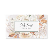 Boho Floral and Gold Tracery Business Card