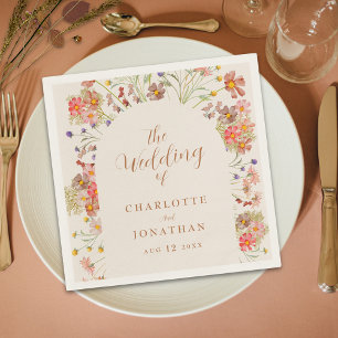 Boho Floral Arch Fall Wedding Napkin