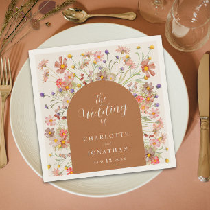 Boho Floral Arch Fall Wedding Napkins