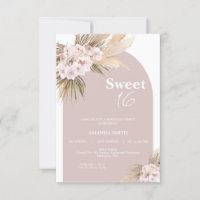 Boho Floral Arch Sweet 16 Birthday Invitation