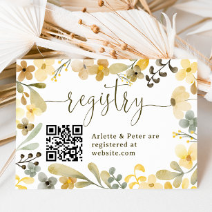 Boho floral autumn chic registry bridal shower enclosure card