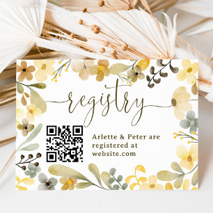 Boho floral autumn chic registry bridal shower enclosure card