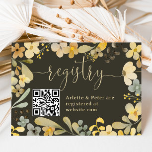 Boho floral autumn chic registry bridal shower enclosure card