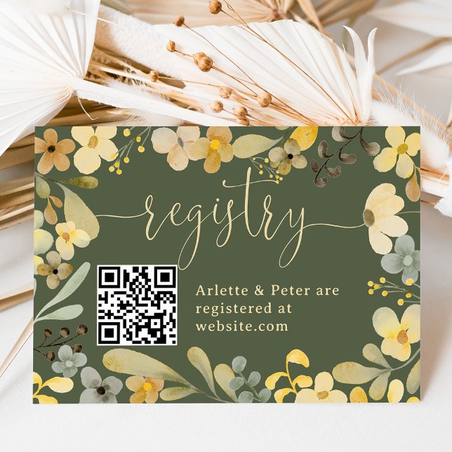Boho floral autumn chic registry bridal shower enclosure card (Boho floral autumn chic registry bridal shower enclosure card)