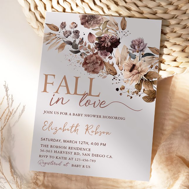 Boho Floral Autumn Fall Bridal Shower Invitation (Creator Uploaded)