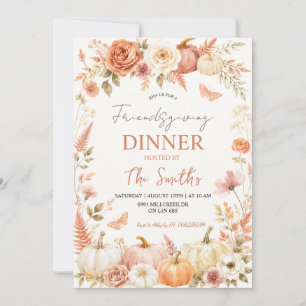 = Boho Floral Autumn Friendsgiving Dinner Invite