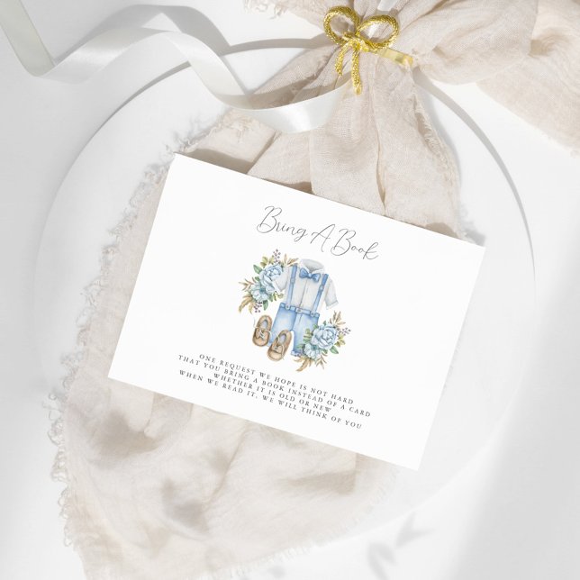 Boho Floral Baby Boy Shower Bring A Book Invitation (Creator Uploaded)