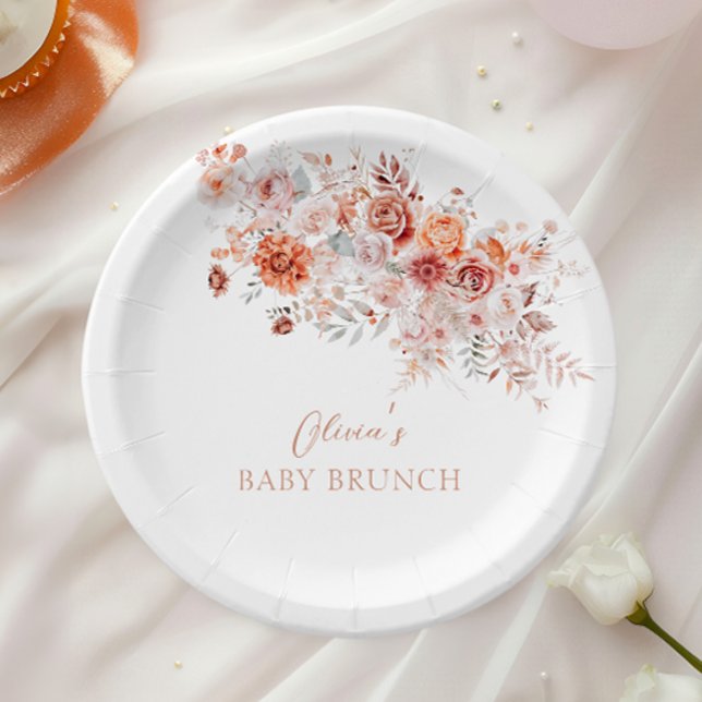 Boho Floral Baby Brunch Paper Plate (Creator Uploaded)