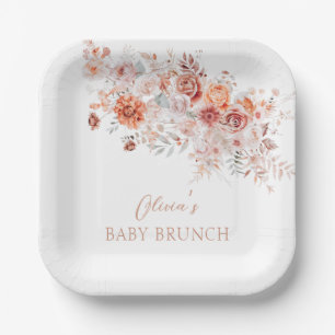 Boho Floral Baby Brunch Paper Plate