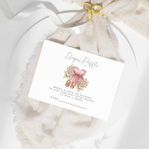 Boho Floral Baby Girl Shower Diaper Raffle Enclosure Card