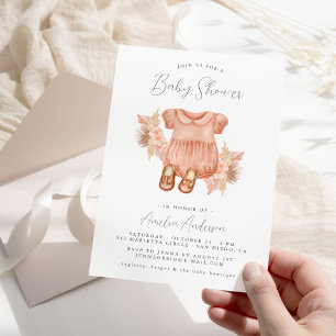 Boho Floral Baby Girl Shower Invitation