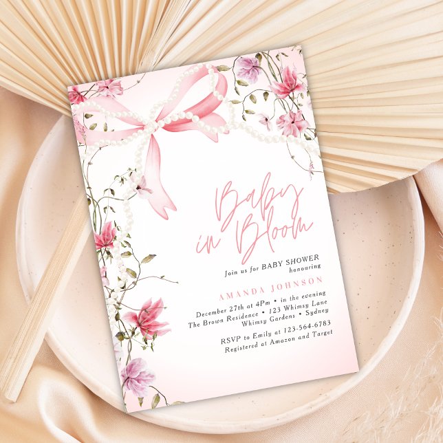 Boho Floral Baby in Bloom Baby Shower Invitation (Creator Uploaded)
