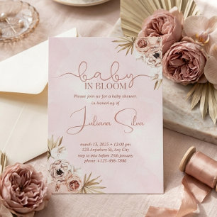 Boho Floral Baby in Bloom Baby Shower Invitation 