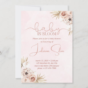 Boho Floral Baby in Bloom Baby Shower Invitation 
