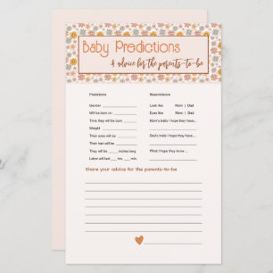 Boho Floral Baby Predictions Advice Card Game