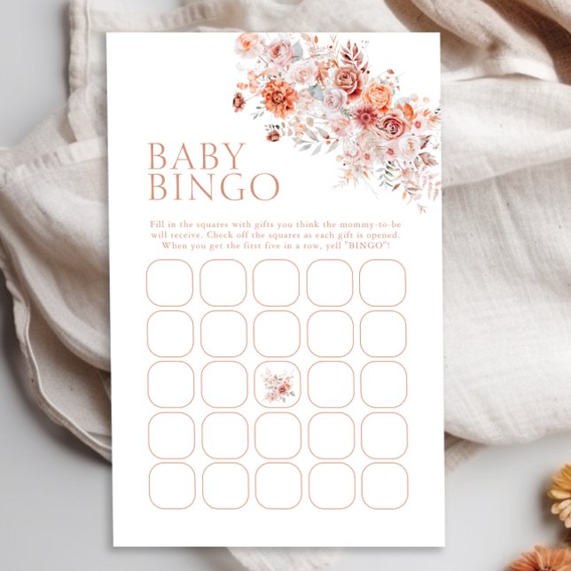 Boho Floral Baby Shower Baby Bingo Game (Creator Uploaded)
