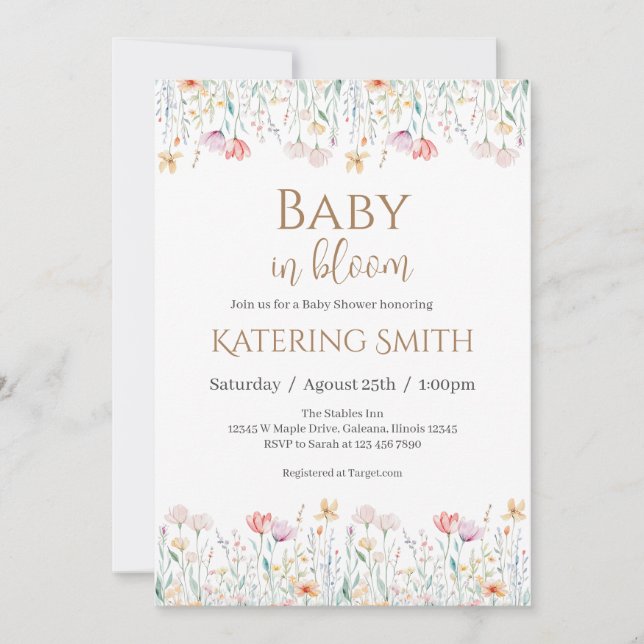 Boho floral  Baby Shower Girl invitation (Front)