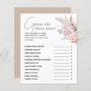 Boho Floral Baby Shower Guess The Price Right Game