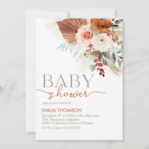 Boho Floral Baby Shower Invitation
